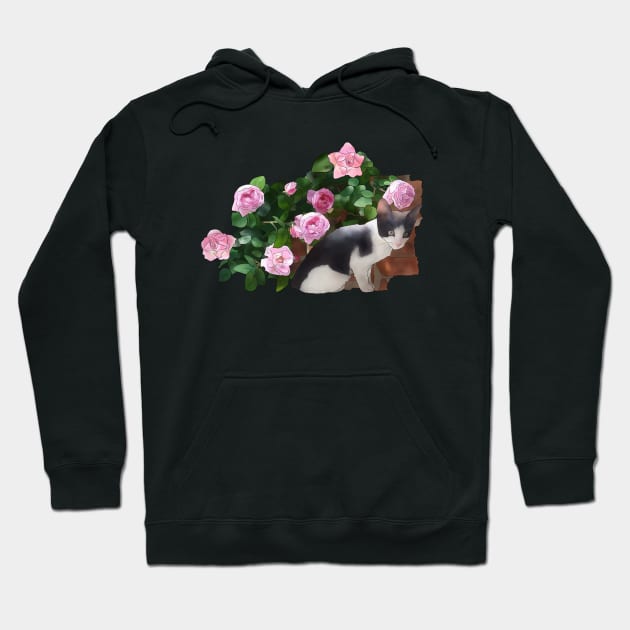 Katze im Rosenbusch Hoodie by Blumchen